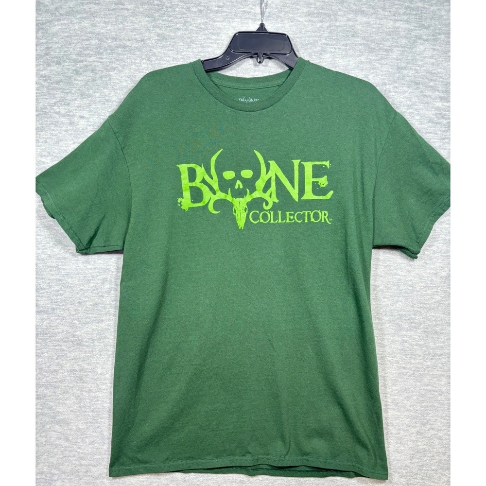 Bone Collector Mens Shirt L Green Hunting Logo Graphic‎ Skull T-Shirt Tee Casual